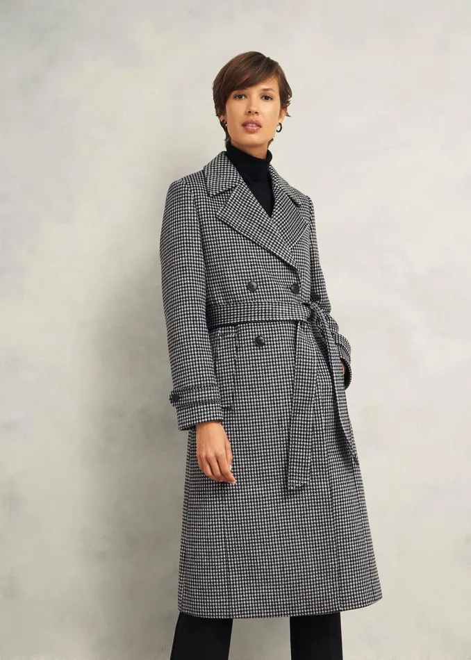 Women Coats and Jackets Hobbs Bromley Coat With Wool Black Multi