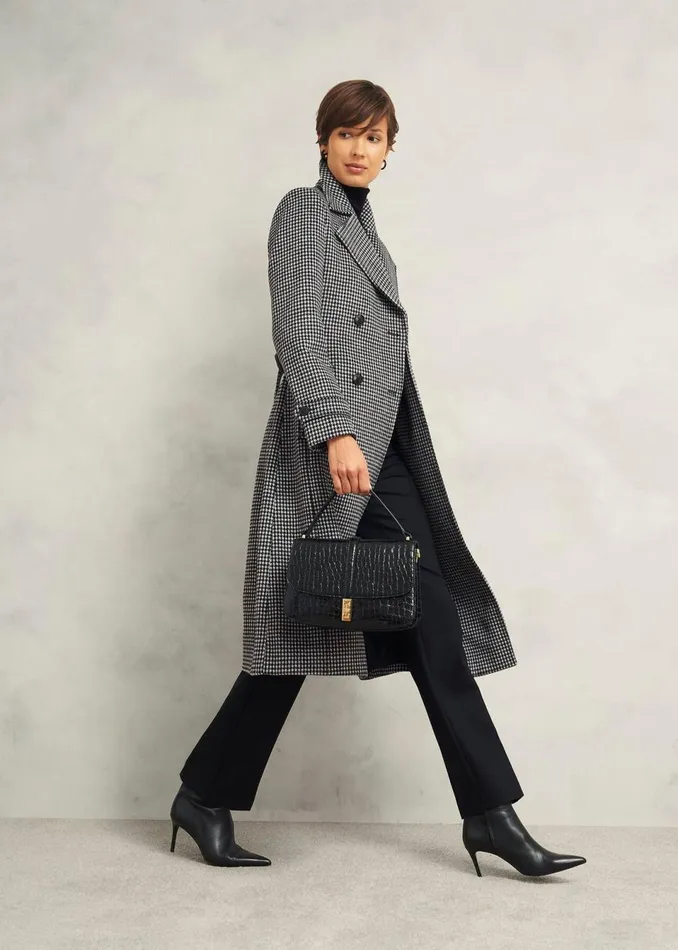 Women Coats and Jackets Hobbs Bromley Coat With Wool Black Multi