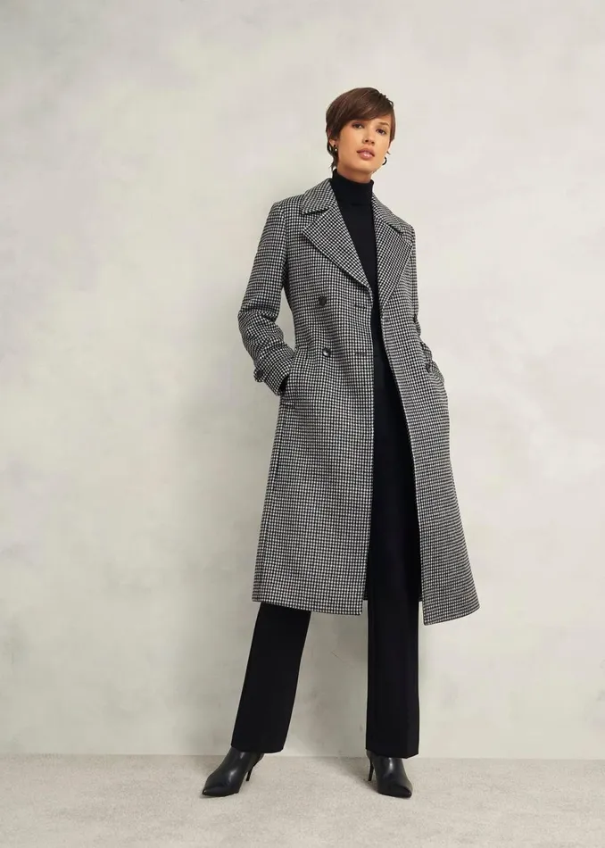 Women Coats and Jackets Hobbs Bromley Coat With Wool Black Multi