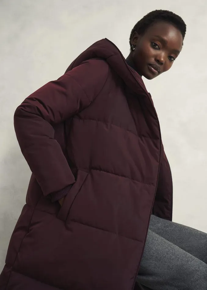 Women Coats and Jackets Hobbs Darla Puffer Wine