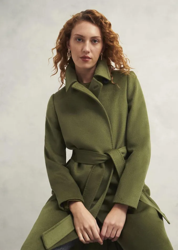 Women Coats and Jackets Hobbs Petite Livia Wool Coat Kelp Green