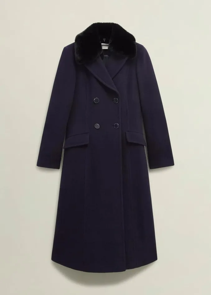 Women Coats and Jackets Hobbs Petite Marlene Wool Blend Coat Navy