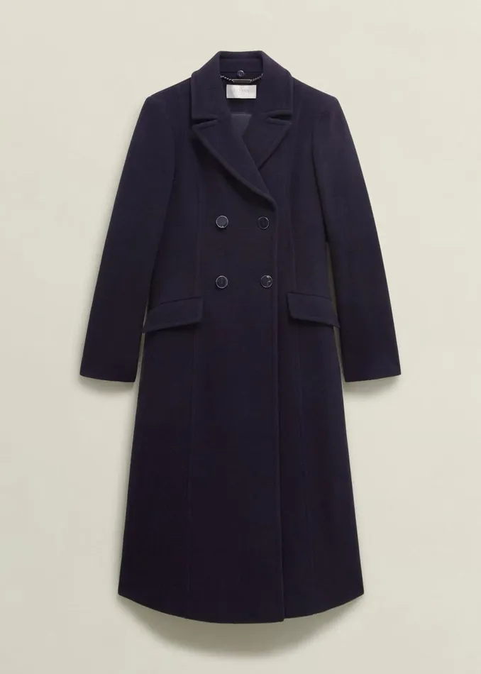 Women Coats and Jackets Hobbs Petite Marlene Wool Blend Coat Navy