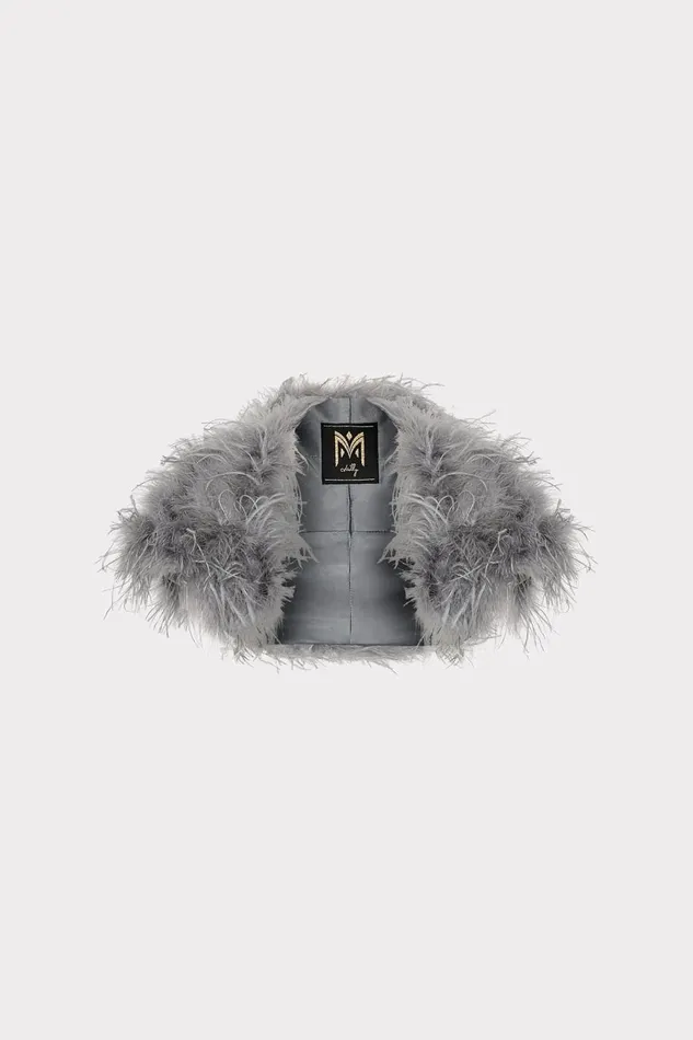 Women Coats and Jackets Milly Feather Bolero Pewter