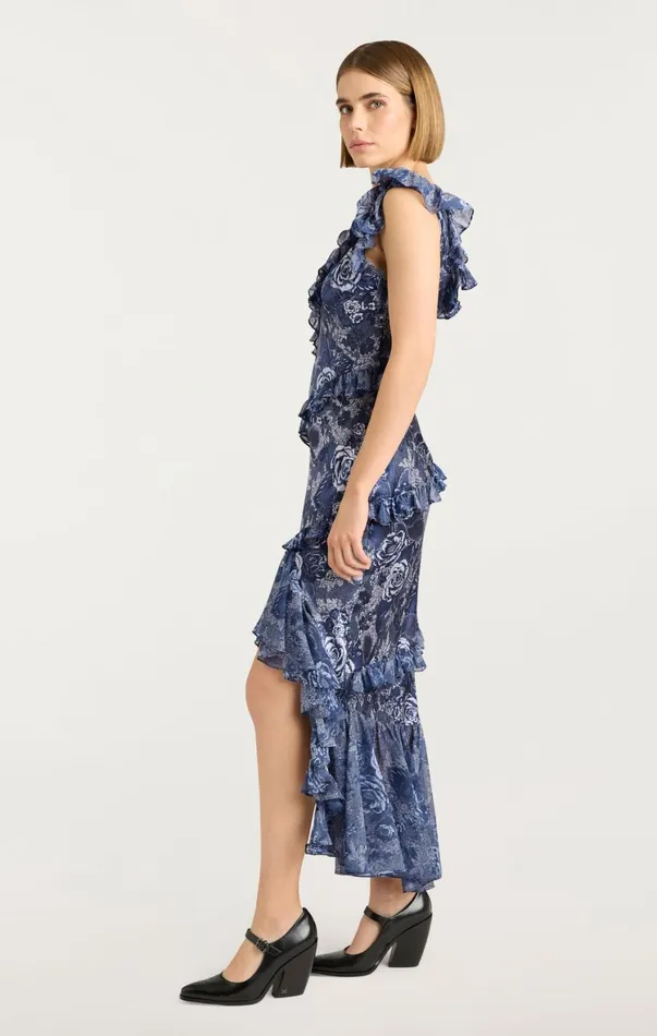 Women Cocktail and Evening Cinq Sept Indigo Floral Ora Dress Indigo Multi