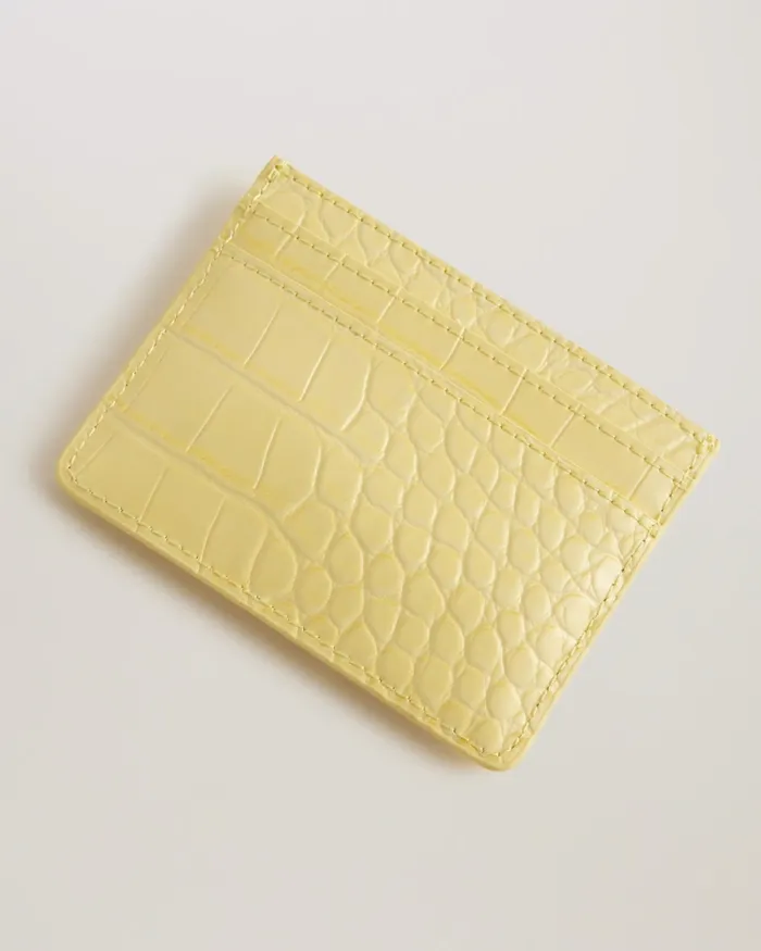 Women COLY 8211 Glossy Croc Effect Card Holder Light Yellow Ted Baker Purses and Cardholders