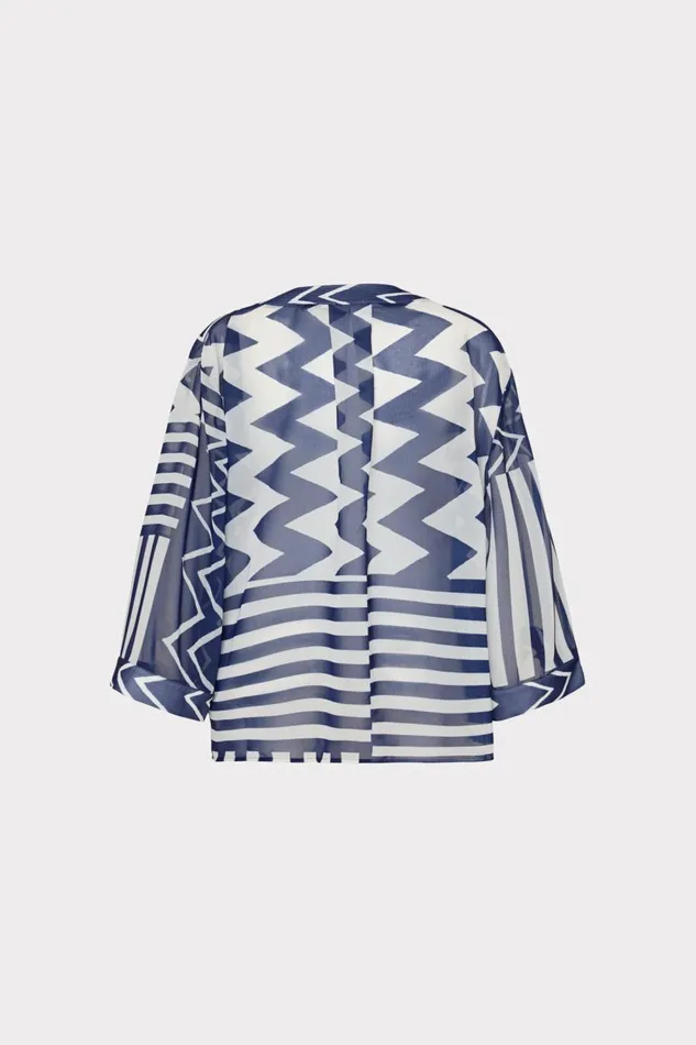 Women CoverUps Milly Patchwork Chevron Top Bluewhite