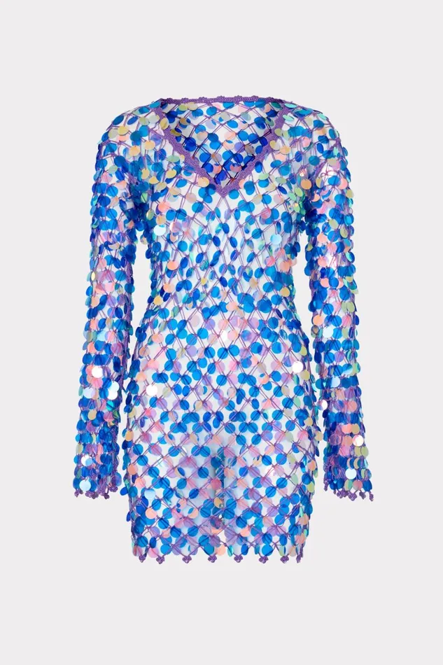 Women CoverUps Milly Sequin Crochet Mini Dress Purple