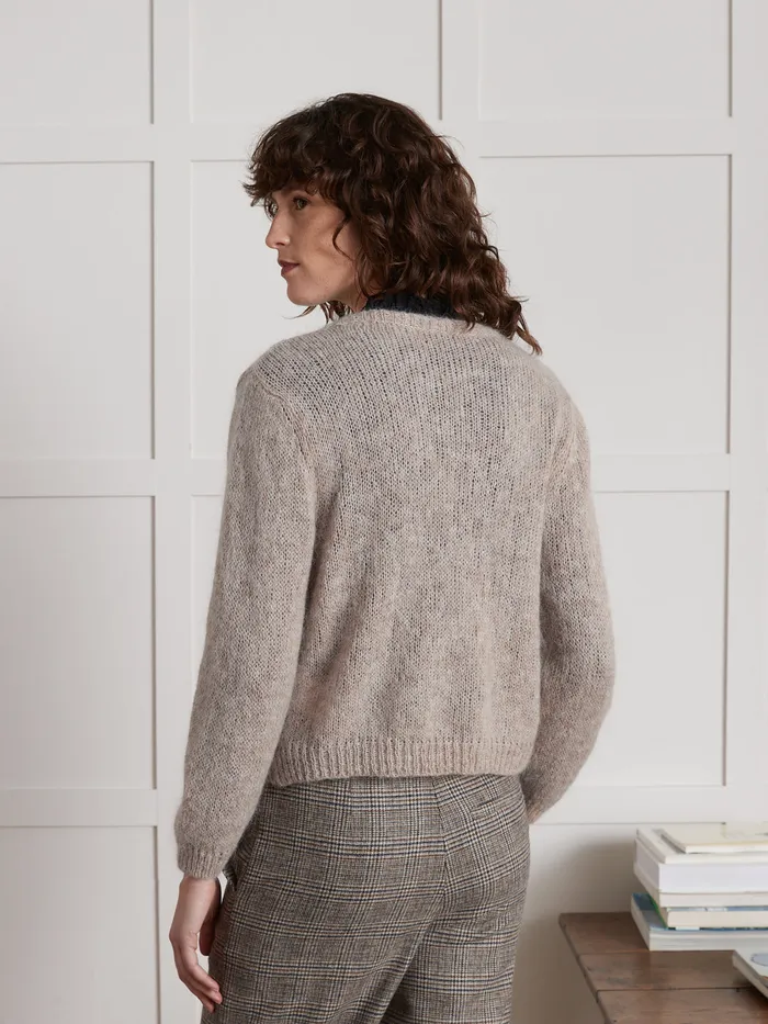 Women Cyrillus Clothing Boxy Cardigan In A Kid Mohair Blend Beige