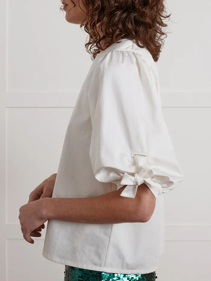 Women Cyrillus Clothing Satiny Poplin Party Blouse Ecru
