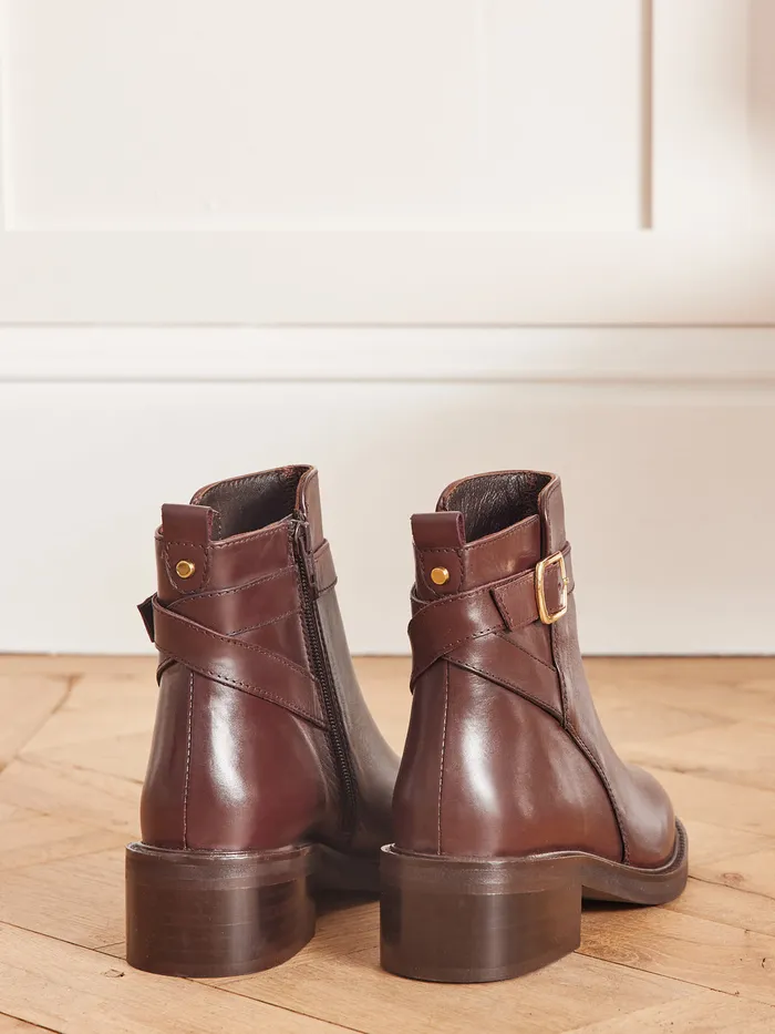 Women Cyrillus Shoes Leather Riding Boots Marron
