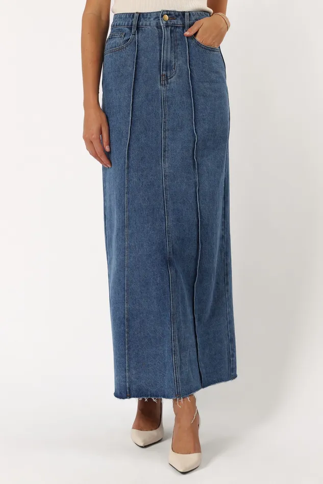 Women Denim petalandpup Peggie Denim Midi Skirt 8211 Blue Blue