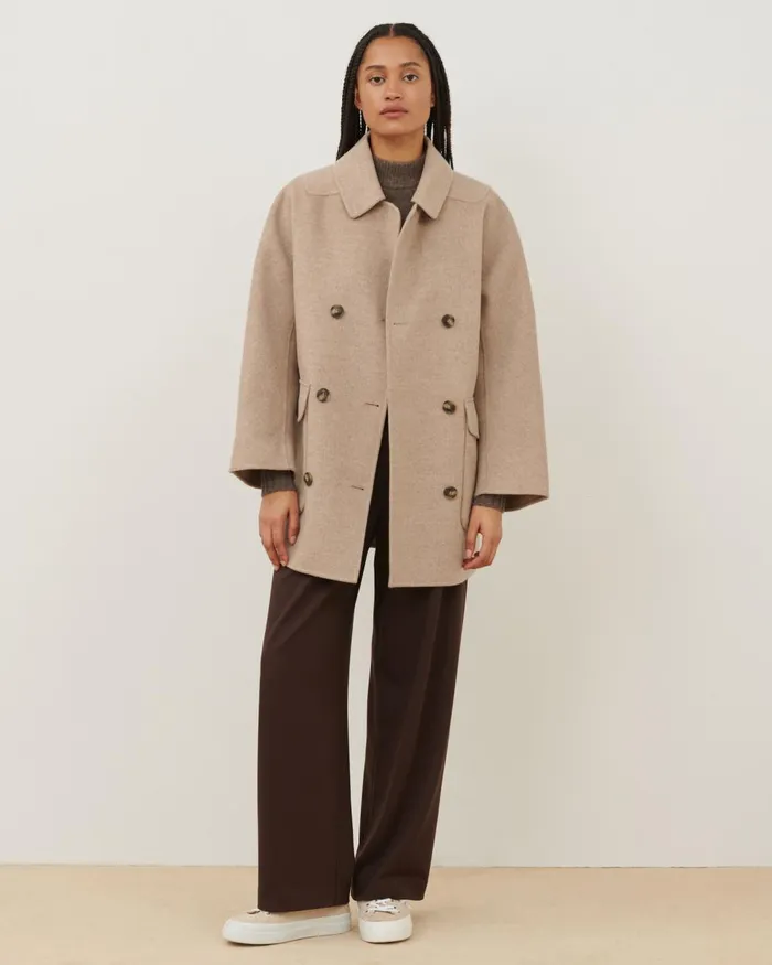 Women DoubleFaced Wool And Cashmere Pea Coat Natural Comptoir Des Cotonniers Coats and Jackets Women DoubleFaced Wool And Cashmere Pea Coat Natural Comptoir Des Cotonniers Coats and Jackets