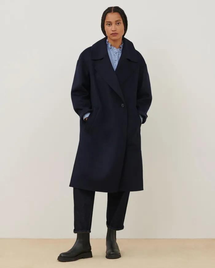 Women DoubleSided Wool And Cashmere Coat Navy Comptoir Des Cotonniers Coats and Jackets