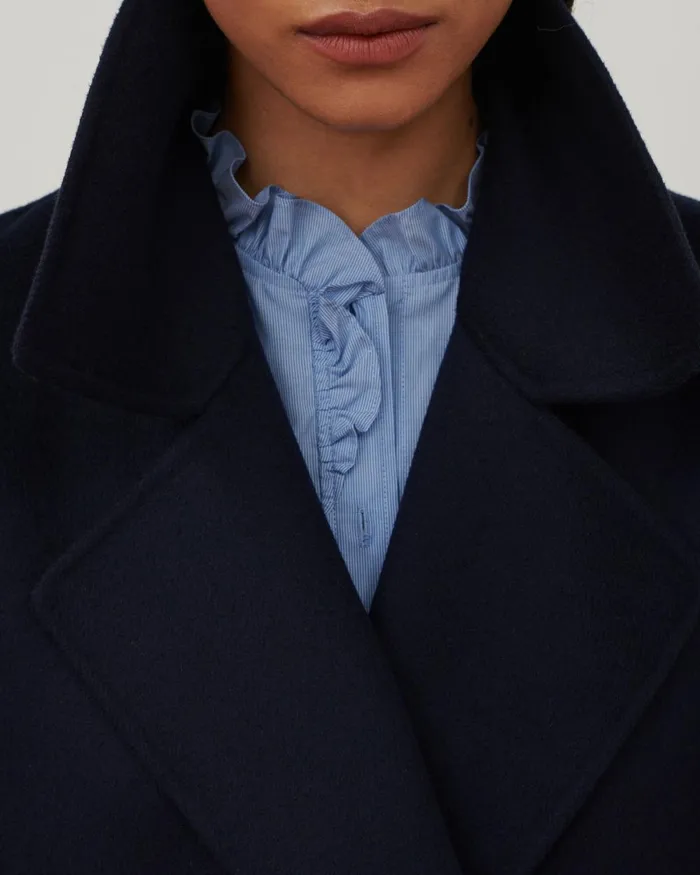 Women DoubleSided Wool And Cashmere Coat Navy Comptoir Des Cotonniers Coats and Jackets