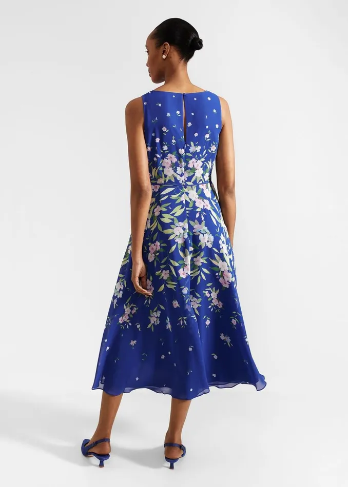 Women Dresses and Jumpsuits Hobbs Carly Floral Midi Dress Blue Multi