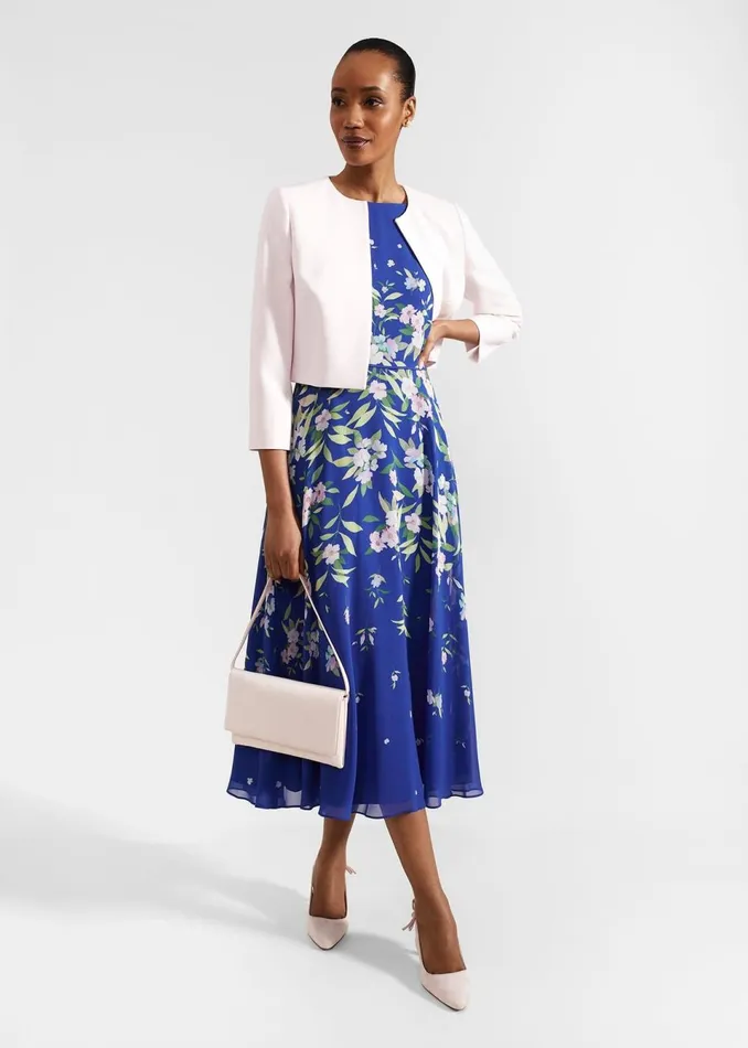 Women Dresses and Jumpsuits Hobbs Carly Floral Midi Dress Blue Multi