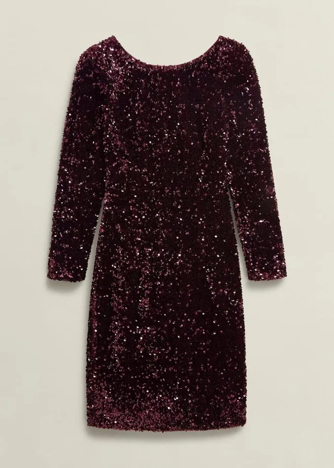 Women Dresses and Jumpsuits Hobbs Sawyer Sequin Dress Warm Plum