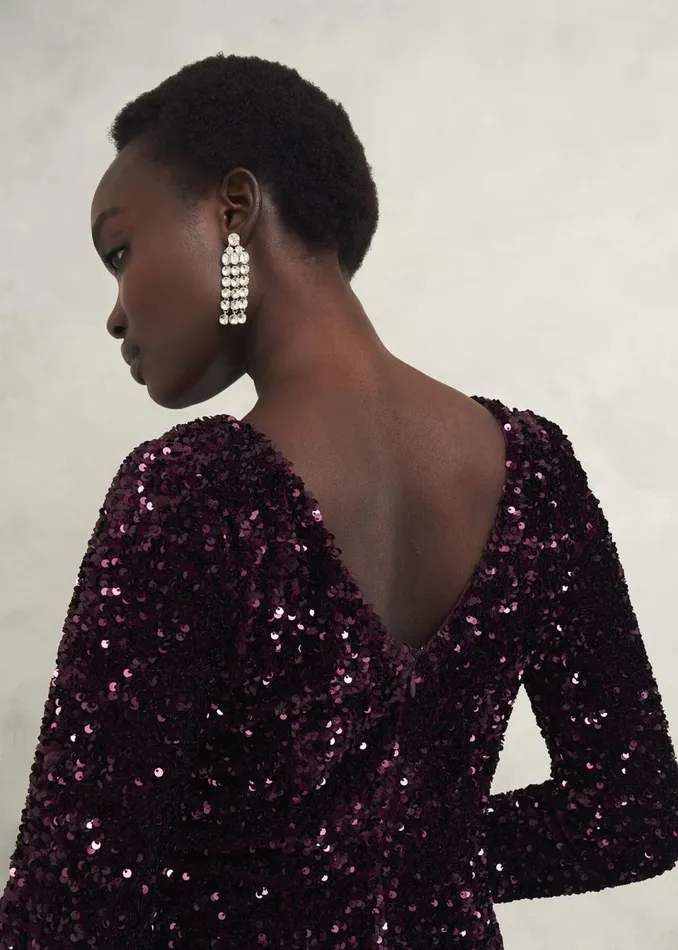 Women Dresses and Jumpsuits Hobbs Sawyer Sequin Dress Warm Plum