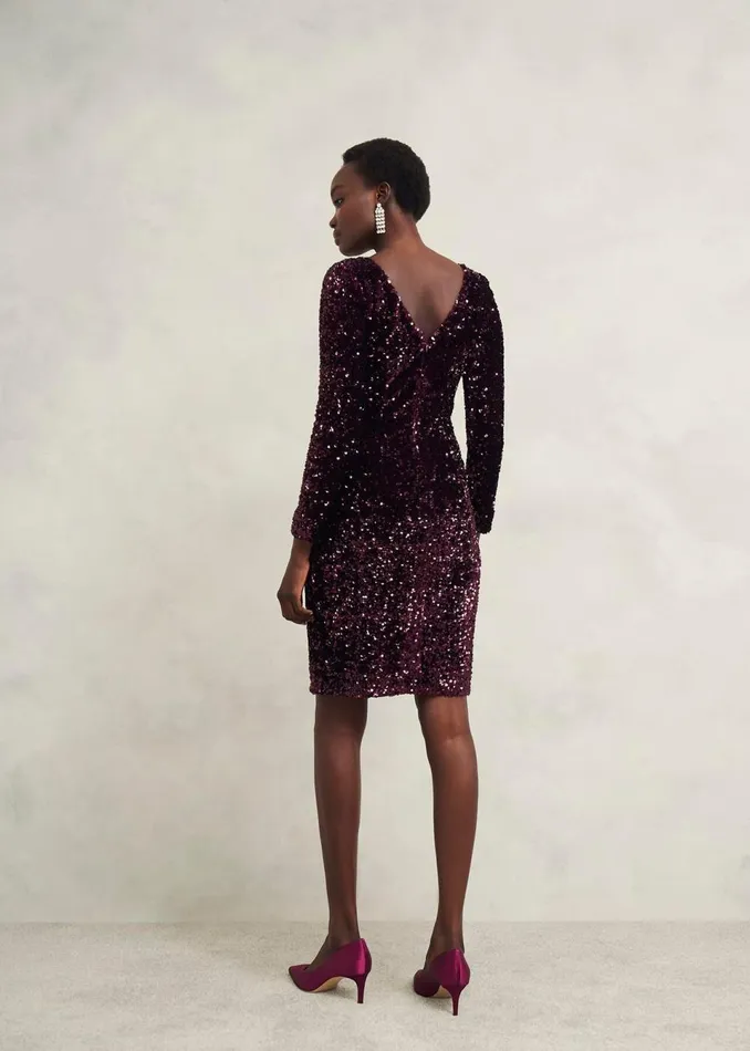 Women Dresses and Jumpsuits Hobbs Sawyer Sequin Dress Warm Plum