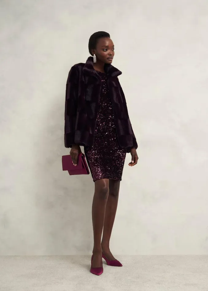 Women Dresses and Jumpsuits Hobbs Sawyer Sequin Dress Warm Plum