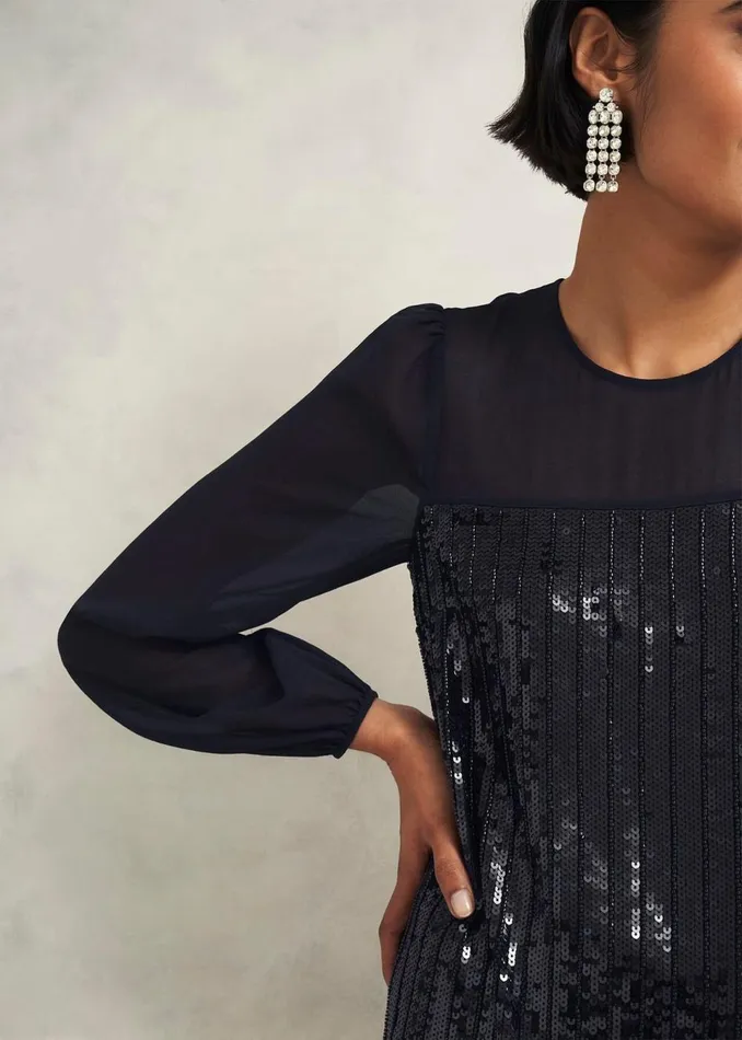 Women Dresses and Jumpsuits Hobbs Zariah Sequin Dress Hobbs Black