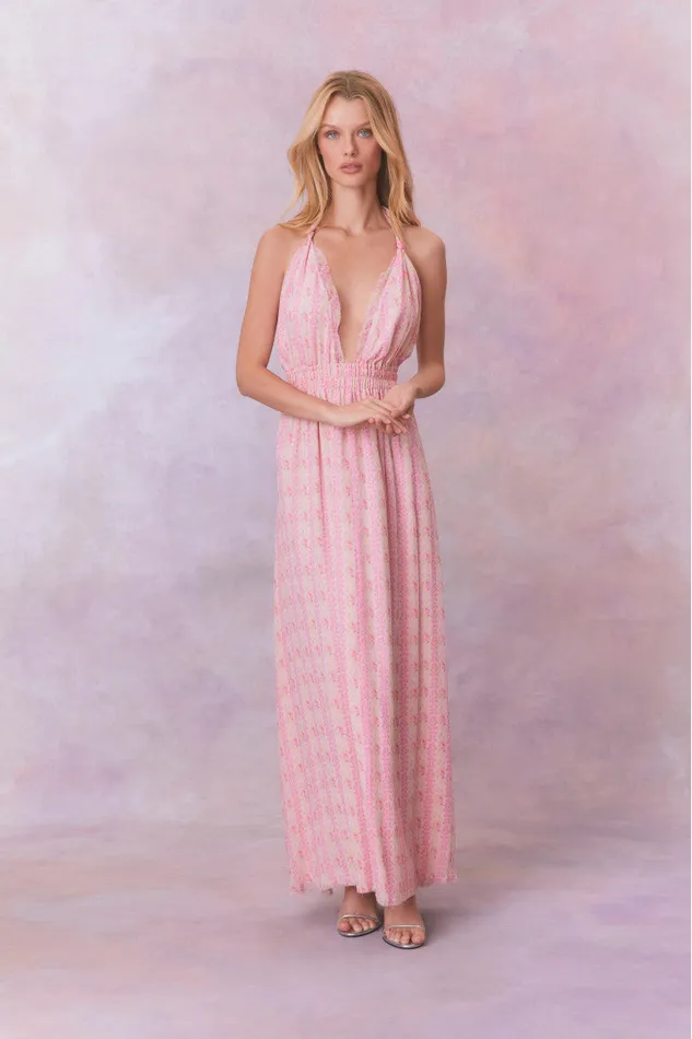 Women Dresses LoveShackFancy Love Fragrance Halter Maxi Dress Strawberry Macaroon Women Dresses LoveShackFancy Love Fragrance Halter Maxi Dress Strawberry Macaroon