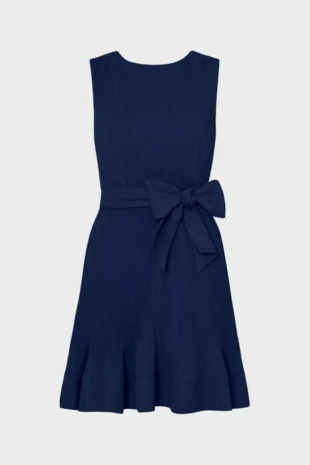 Women Dresses Milly Carreen Pleated Mini Dress Navy