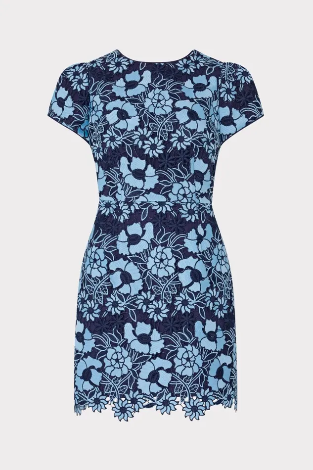 Women Dresses Milly Kyla Two Tone Floral Lace Mini Dress Bluenavy