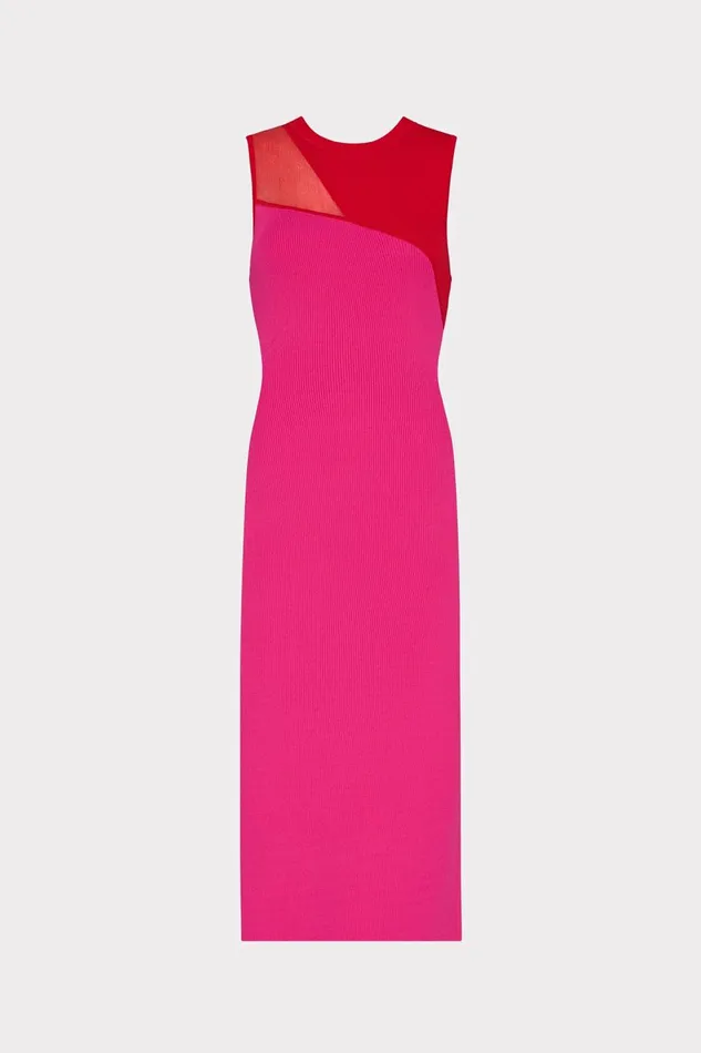 Women Dresses Milly Kyle Color Block Knit Midi Dress Pink Multi