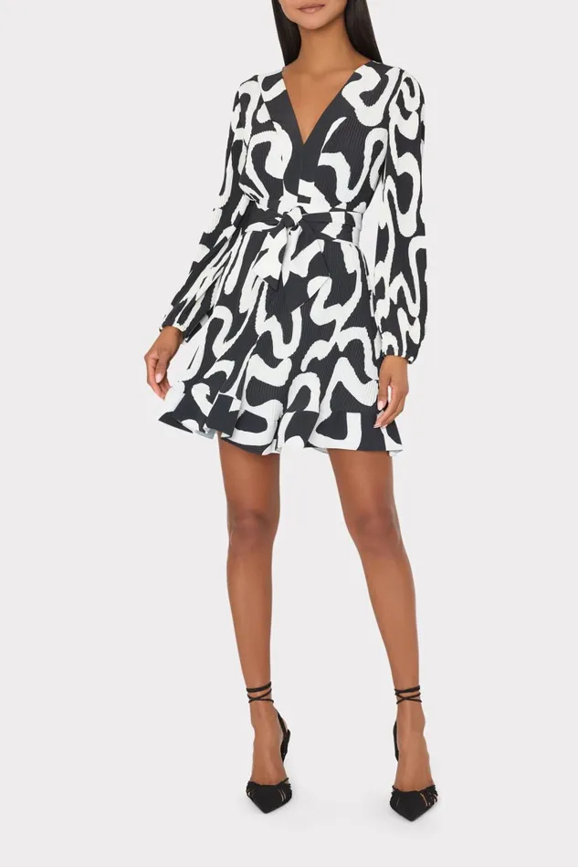 Women Dresses Milly Liv Ink Swirl Pleated Dress Blackwhite Women Dresses Milly Liv Ink Swirl Pleated Dress Blackwhite