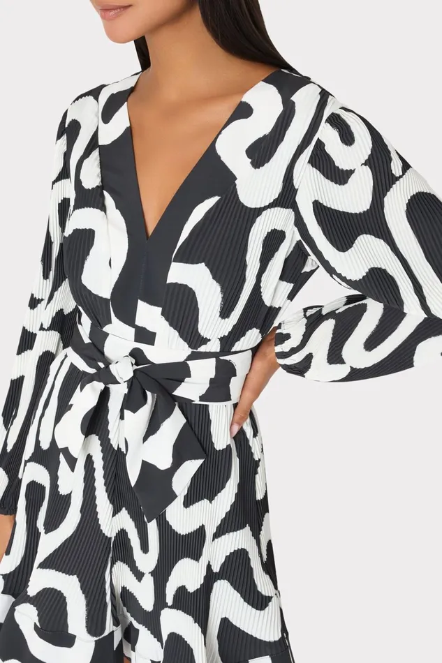 Women Dresses Milly Liv Ink Swirl Pleated Dress Blackwhite Women Dresses Milly Liv Ink Swirl Pleated Dress Blackwhite