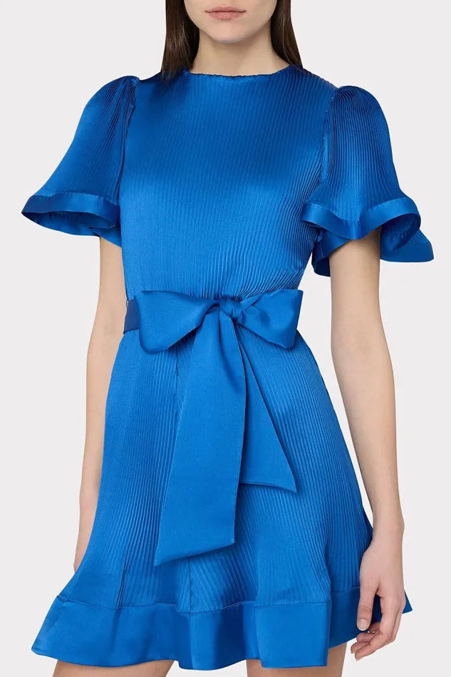 Women Dresses Milly Lumi Satin Pleated Dress Blue Women Dresses Milly Lumi Satin Pleated Dress Blue