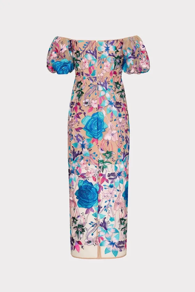 Women Dresses Milly Nira Fall Floral Embroidered Dress Blue Multi Women Dresses Milly Nira Fall Floral Embroidered Dress Blue Multi