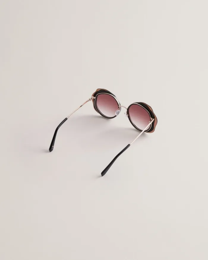 Women DREWWY 8211 Wavy Rimless Round Frame Sunglasses Black Ted Baker Sunglasses