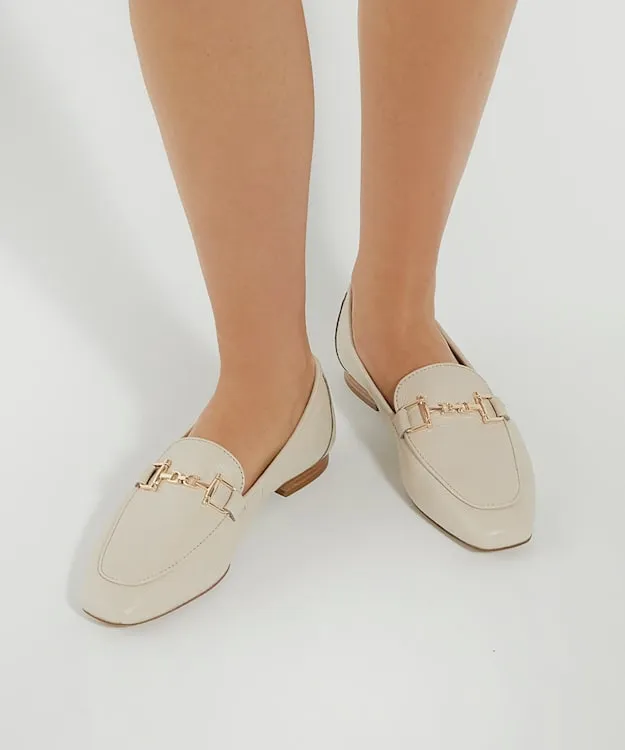 Women Dune London Flat Shoes Snaffle Trim Loafers Neutral