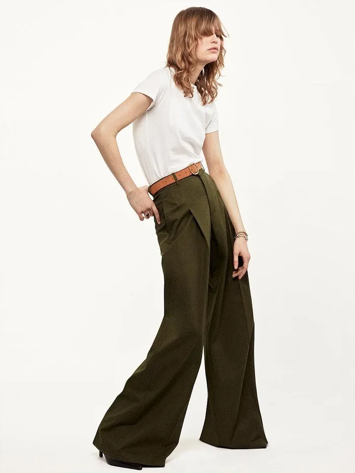 Women FRAME Pants Pleated Wide Leg Pant Women FRAME Pants Pleated Wide Leg Pant