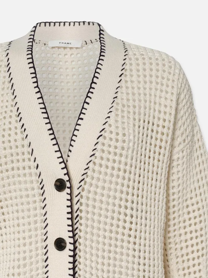 Women FRAME Sweaters Crochet Pocket Cardi Women FRAME Sweaters Crochet Pocket Cardi