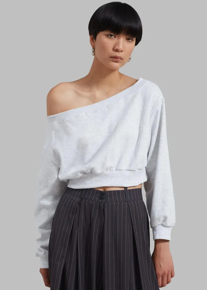 Women Gine Cropped Sweatshirt 8211 Grey Melange The Frankie Shop Tops