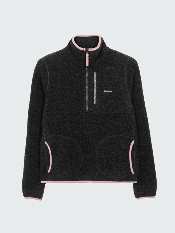 Women Hegen 14 Zip Wool Fleece Raven Black Finisterre Fleece