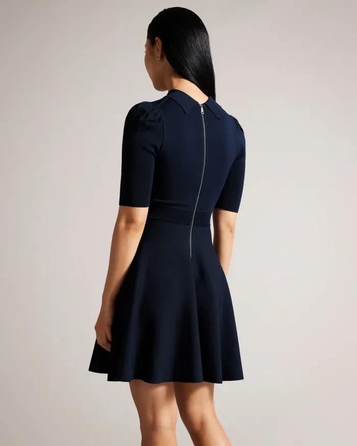 Women HILLDER 8211 Delicate Pointelle Knit Dress Navy Ted Baker Dresses