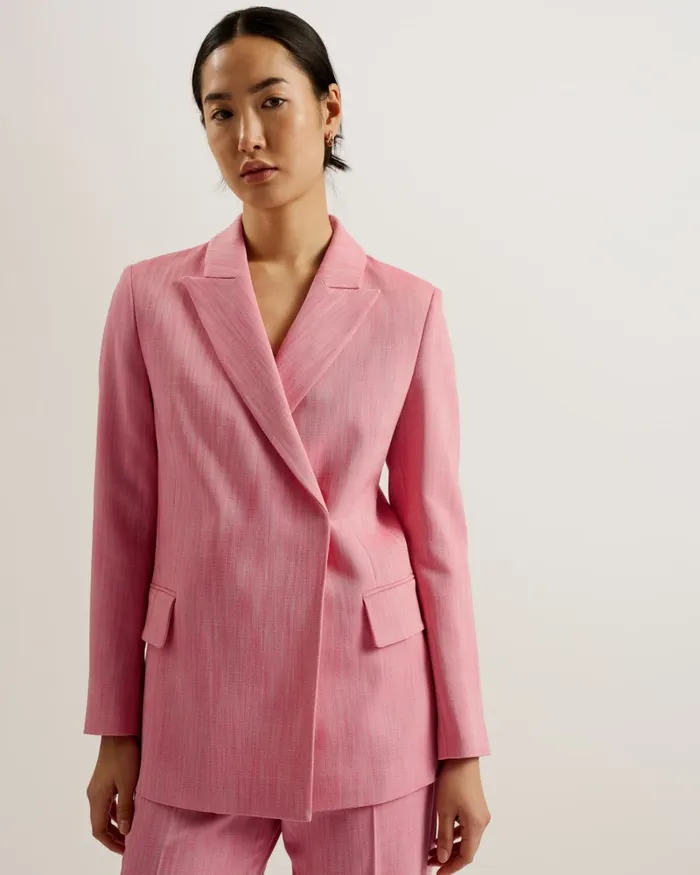Women HIROKO 8211 Oversized Tailored Wrap Blazer Jacket Pale Pink Ted Baker Coats and Jackets