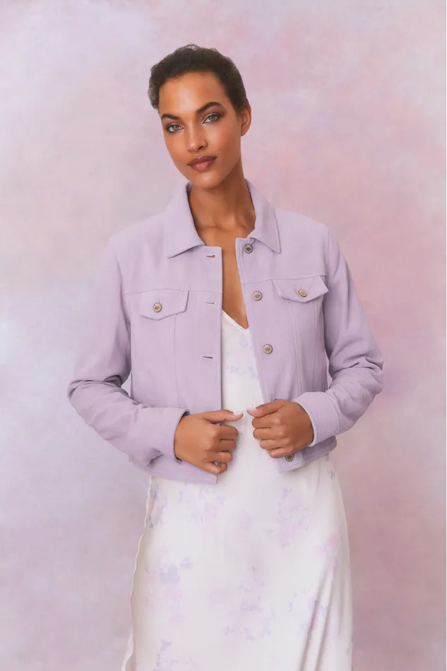 Women Jackets and Coats LoveShackFancy Seattle Leather Pastel Jacket Lilac