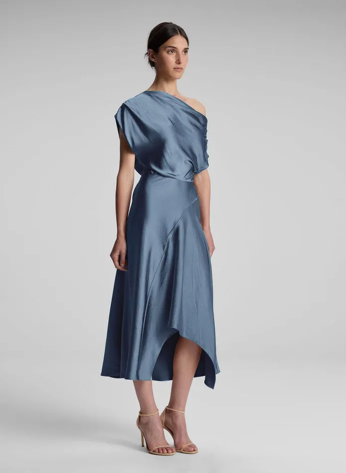Women Jasmine Satin Midi Dress Kyanite ALC Dresses