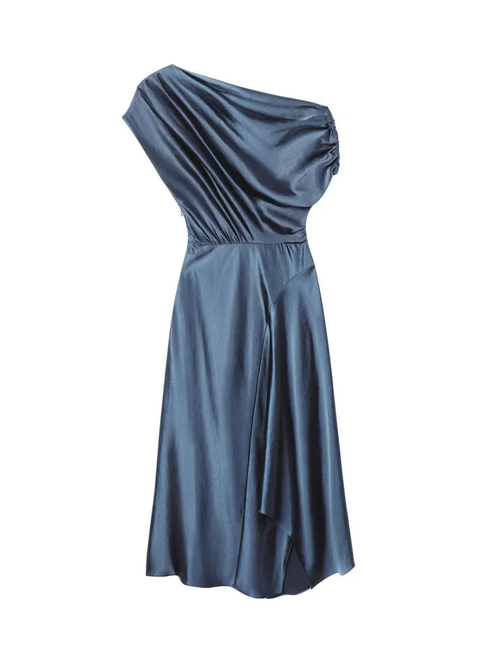 Women Jasmine Satin Midi Dress Kyanite ALC Dresses