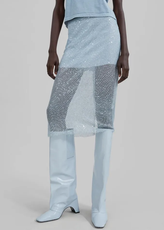 Women Jess Sequin Skirt 8211 Blue The Frankie Shop Bottoms