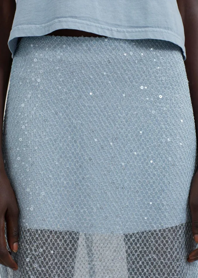 Women Jess Sequin Skirt 8211 Blue The Frankie Shop Bottoms