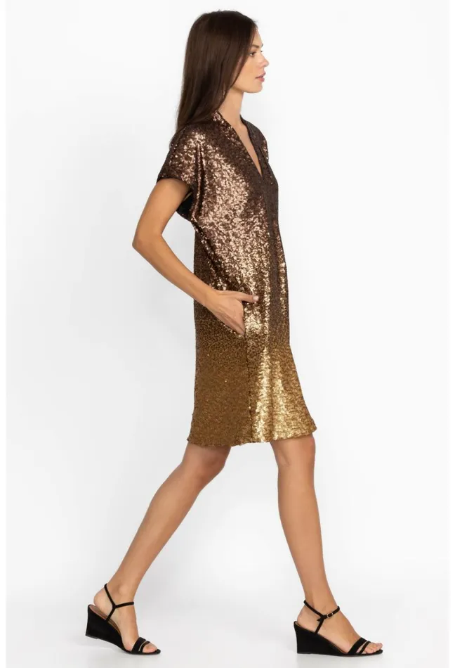 Women Johnny Was Dresses Sequin Gold Alma Dress Gold