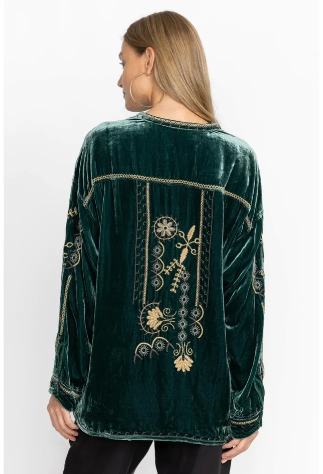 Women Johnny Was Tops Wmns Belina Velvet Tunic Ponderosa Pine