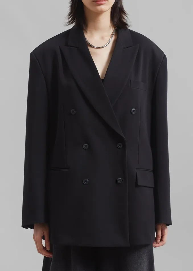 Women Kelsey Double Breasted Blazer 8211 Black The Frankie Shop Outerwear